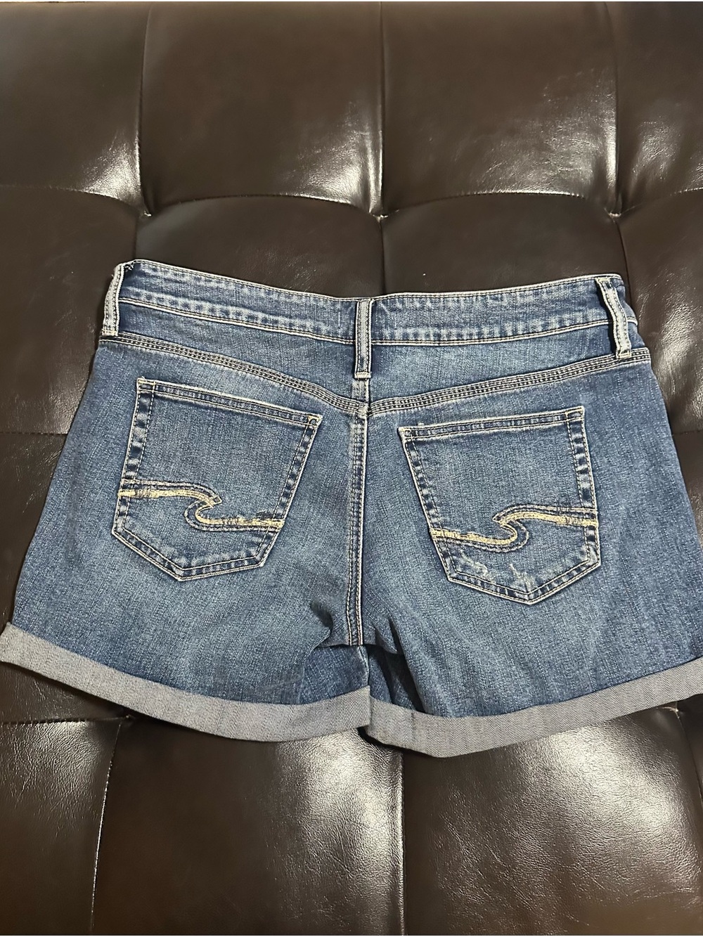 Silver Jeans Distressed Rolled Cuff Denim Shorts in Blue - Picture 2 of 6